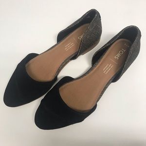 TOMS Black Metallic Woven Jutti D'Orsay Flats